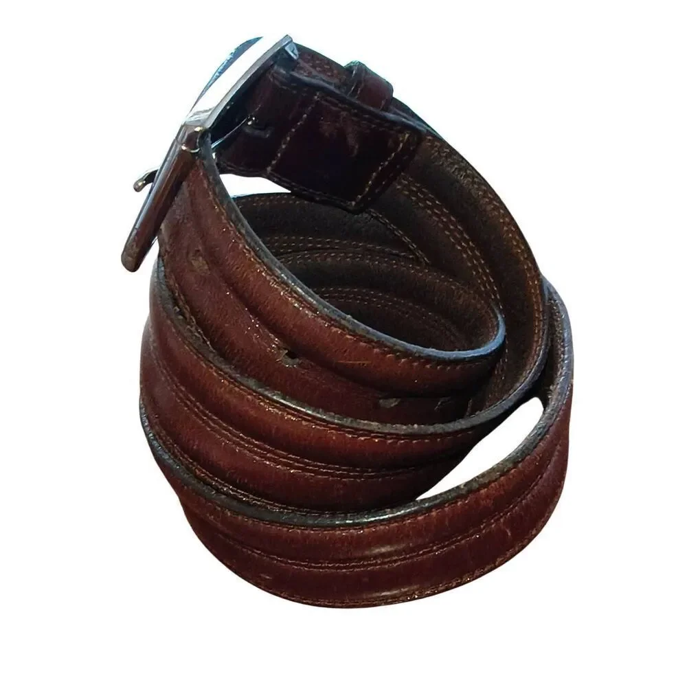 John W. Nordstrom Brown Genuine Leather Belt Size 34 Handcrafted In The USA
